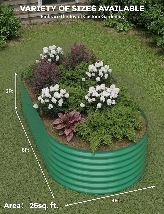 8x4x2ft Raised Garden Bed,Galvanized Raised Planter Boxes Outdoor with Easy Assembly, Large Garden Bed for Vegetables, Fruits, Flower,Raised Garden Bed,Green by GreenHaven Gardens