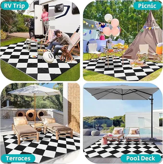 HEBE Outdoor Rug Waterproof 8x10, Reversible Plastic Straw Rug RV Camping Rug, Indoor Outdoor Patio Mat Clearance, Outside Carpet for Porch,Deck,Camper,Balcony,Backyard,Picnic by GreenHaven Gardens
