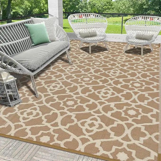 HEBE Outdoor Rug Waterproof 8x10, Plastic Straw Rug Camping Rug, Reversible Outdoor Patio Rugs RV Mat Clearance, Indoor Outside Floor Carpet for Porch,Deck,Camper,Balcony,Backyard by GreenHaven Gardens