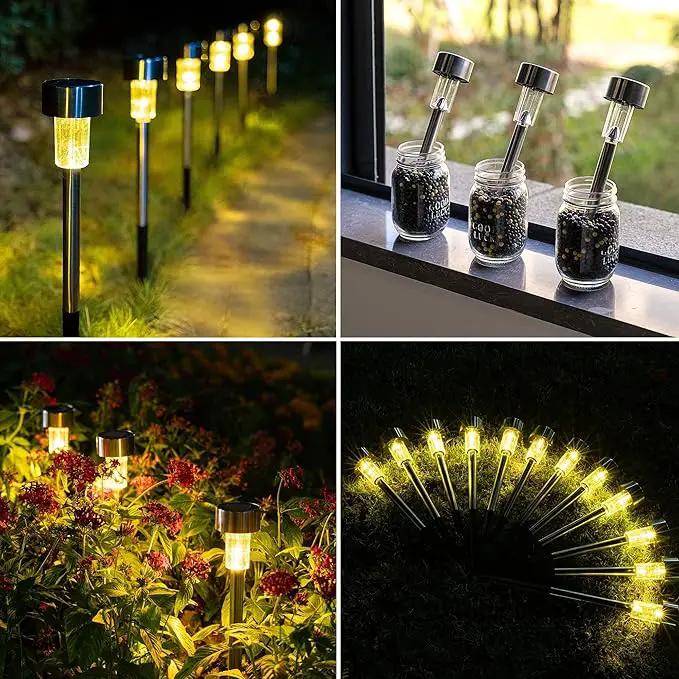 GIGALUMI Solar Pathway Lights 20 Pack, Stainless Steel IP44 Waterproof Auto On/Off Outdoor LED Solar Landscape Lights for Garden, Yard, Patio, Path and Walkway. (Warm White) by GreenHaven Gardens