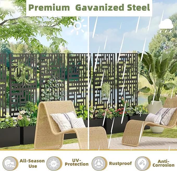 Casaphoria Metal Raised Garden Bed with Trellis, 47"x24"x12" Planter Box for Climbing Plants, Vegetables & Vines, Features Drainage Holes and Privacy Screen (Black-Helen) by GreenHaven Gardens