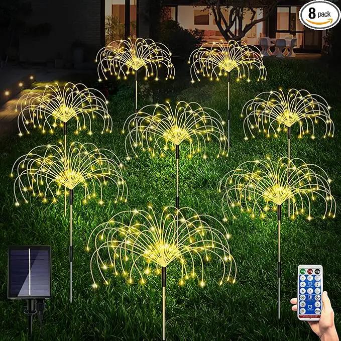 Maleyt Solar Garden Lights 8 Pack, Solar Powered Outdoor Decorative Lamps, 120 LED Solar Firework Lights with Remote Control, 8 Modes Waterproof DIY Landscape Lighting for Backyard Garden Decoration by GreenHaven Gardens