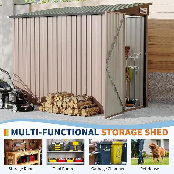 4x8 FT Metal Outdoor Lean to Storage Shed, Lean to Garden Shed Utility Tool Shed, Heavy-Duty Outdoor Metal Wall Side Storage Sheds by GreenHaven Gardens