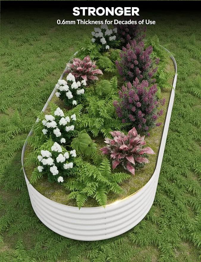 10x4x1.5ft Raised Garden Bed,Galvanized Raised Planter Boxes Outdoor with Easy Assembly, Large Garden Bed for Vegetables, Fruits, Flower,Raised Garden Bed,Beige by GreenHaven Gardens
