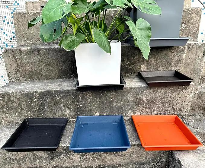 Square Plant Saucer 6 Inch 5 Pack6 8 12 14 16 18 20 Plant Trays for Pots, Flower Pot No Holes Plant Drip Trays,Heavy Duty Plastic Plant Saucers for Indoors Outdoors by GreenHaven Gardens