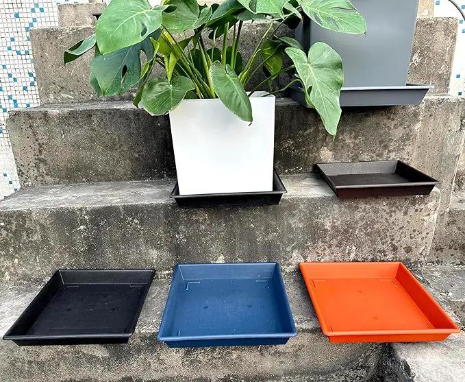 Square Plant Saucer 12 Inch 5 Pack, Plant Stand Plant Trays for Pots Heavy Duty Plastic Plant Saucers for Indoors Outdoors, Flower Pot No Holes Terracotta Plant Lover Gardening Gifts by GreenHaven Gardens