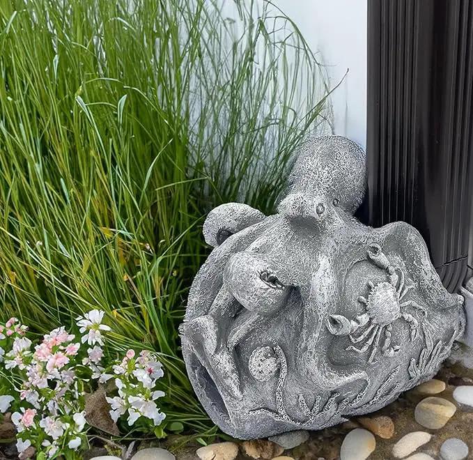 Real Octopus Sculpture Gutter Downspout Extender,Garden Statue Ornament,Decor Downspout Diverter,Perfect Rain Diverter for 3"x4" Downspouts, Eco-Friendly Resin,Perfect Outdoor Decor Gift by GreenHaven Gardens