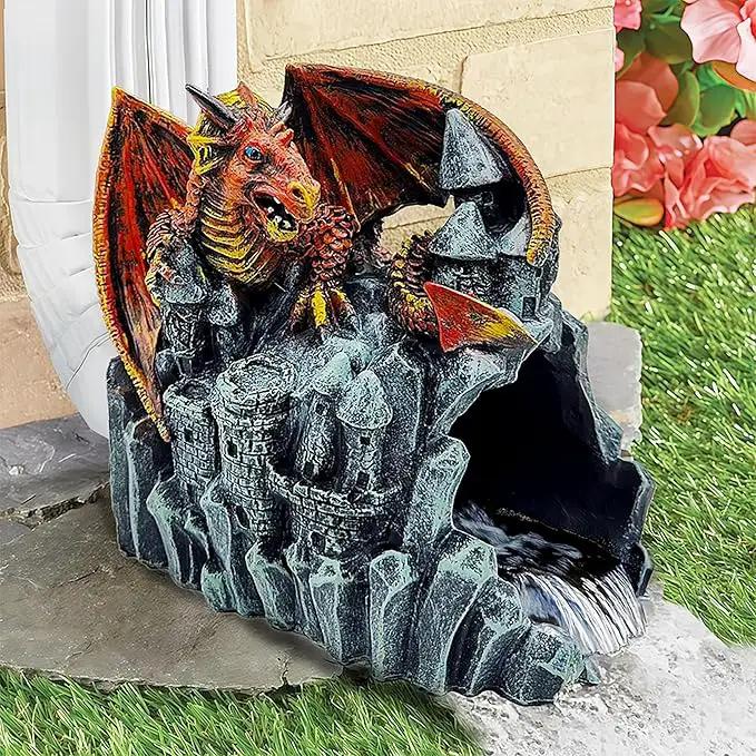 Dragon Statue Gutter Downspout Extender,Garden Outdoor Decor Sculpture,Gutter Diverter Rain, Splash Block,Eco-Friendly Resin, Decorative Gutter Extension Downspout, Ideal for 3"x4" Downspouts by GreenHaven Gardens