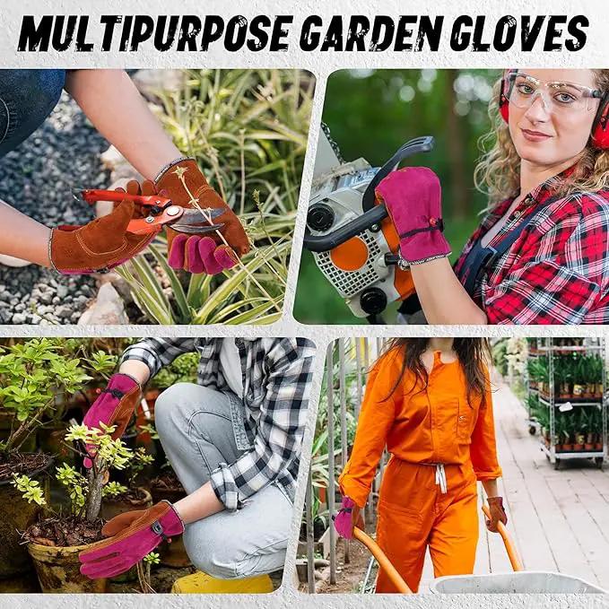 HLDD HANDLANDY Leather Work Gloves for Men & Women, Adjustable Wrist Cowhide Gardening Glove with Reinforced Palm for Driver by GreenHaven Gardens