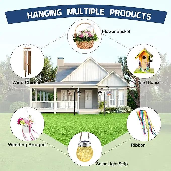 Ottsuls Bird Feeder Pole, 2 Pack 108 INCH Double Shepherds Hooks for Outdoor, Garden Pole with 5 Base Prongs Heavy Duty Planter Hooks for Hanging Plant Baskets, Lantern, Hummingbird Feeder by GreenHaven Gardens