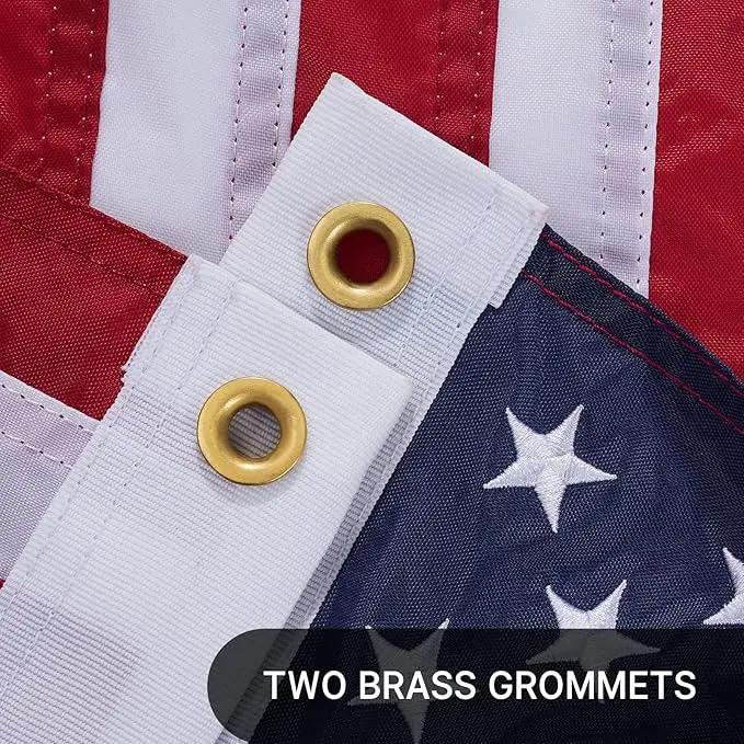 AZCOVER American Flag 16x24 Inch Boat Flag for Outside Made in USA Heavy Duty Nylon American Flags for Outdoor with Embroidered Stars Sewn Stripes and Brass Grommets All Weather Lasting United States by GreenHaven Gardens