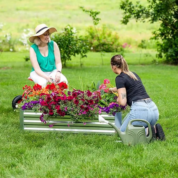 Sunnydaze Galvanized Raised Garden Bed - Metal Raised Bed for Gardening - Outdoor Planter Box for Flowers, Plants, and Vegetables - Silver - 12” H Square by GreenHaven Gardens