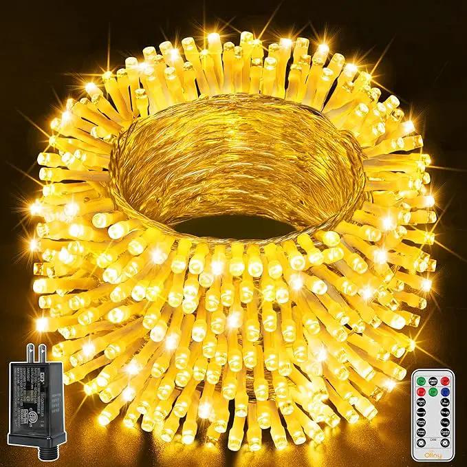 Ollny Christmas Lights Outdoor 400LED 131FT, Warm White Fairy Lights with Remote 3 Timer, Plug in 8 Modes String Lights for Bedroom Indoor Outside House Party Xmas Decorations by GreenHaven Gardens
