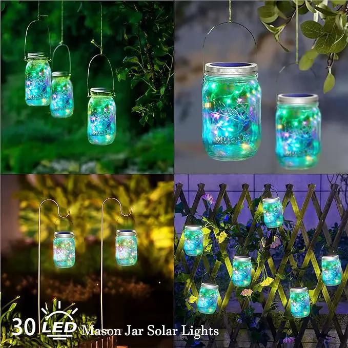 30 LED Solar Mason Jar Lights - 12 Pack with Hangers for Outdoor, Patio, Yard, Garden, Wedding Decorations by GreenHaven Gardens