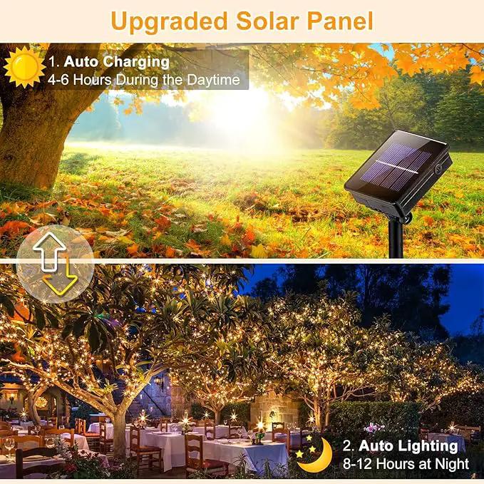 2 Pack Solar String Lights for Outside, Each 79Ft 240 LED Solar Lights Outdoor, 8 Modes Waterproof Solar Powered Fairy Twinkle Light for Backyard Patio Tree Party Garden Decoration, Warm White by GreenHaven Gardens