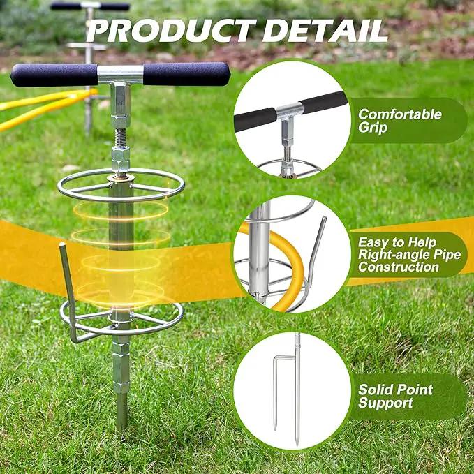 Walensee 32" Garden Hose Guide Spike Right Angle Hose Pulling Stand, Heavy Duty Metal Hose Reel for Garden Corner Auxiliary Watering Hose Reel, Lawn & Garden Watering Equipment, Plant Flower Protector by GreenHaven Gardens