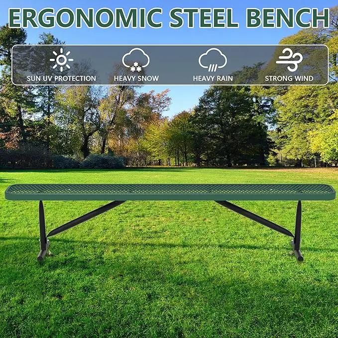 96" L Outdoor Metal Benches, Heavy Duty Garden Park Bench for Outside, Porch Chair Sports Backless Commercial Benches Mesh Bench for Shopping Mall, Store, Lawn, Park, Patio, Deck, Garden by GreenHaven Gardens