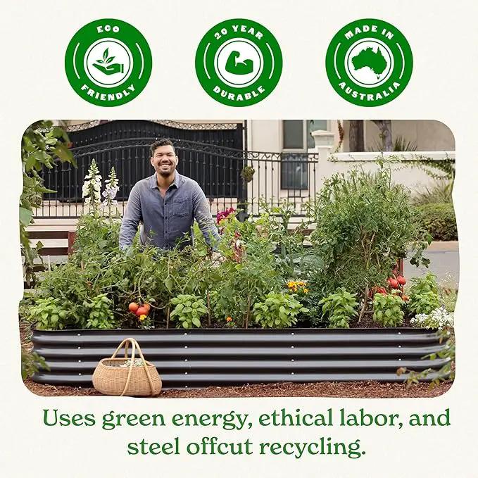 Epic Gardening 5-in-1 Modular Galvanized Raised Garden Bed Kit, 30" Short Metal Planter Box, Durable Aluzinc Steel Raised Garden Bed Outdoor for Vegetables, Herbs, Flowers & Fruits - Round Light Clay by GreenHaven Gardens