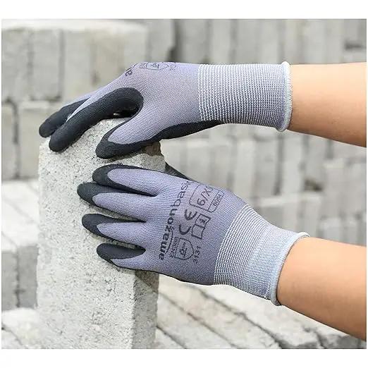 Amazon Basics Micro-Foam Nitrile Coated Work Gloves, Nylon Liner Fiber, Touch Screen, Grey, Size 6/XS, 12-Pair by GreenHaven Gardens