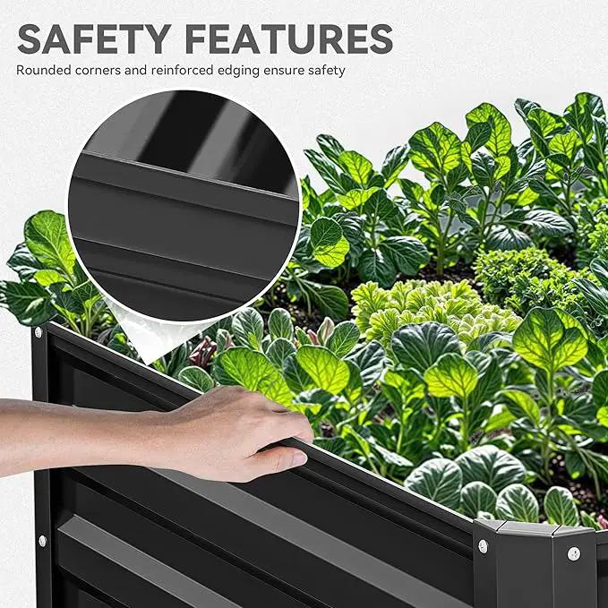 YITAHOME 72x36x24 in Galvanized Raised Garden Bed Kit, Large Metal Planter Box with Gloves & Support Rod, Outdoor Flower Bed for Plants Vegetables, Black by GreenHaven Gardens