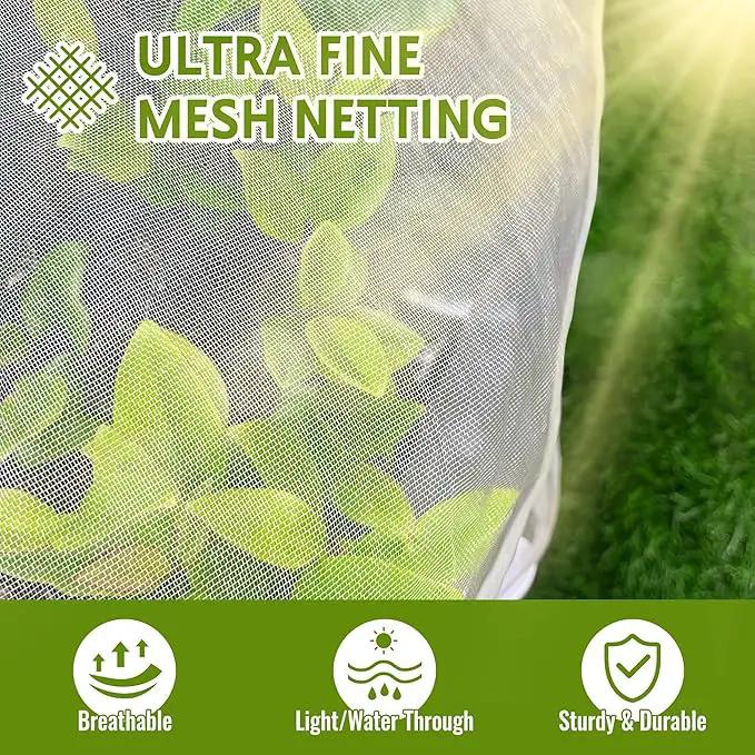 2 Pack Fruit Tree Netting Bags with Zipper and Drawstring, Ultra Fine Mesh Garden Netting Plant Cover, Bird Netting for Blueberry Bushes, Fruit Vegetable Trees, Flowers (White, 10 x 10 ft) by GreenHaven Gardens