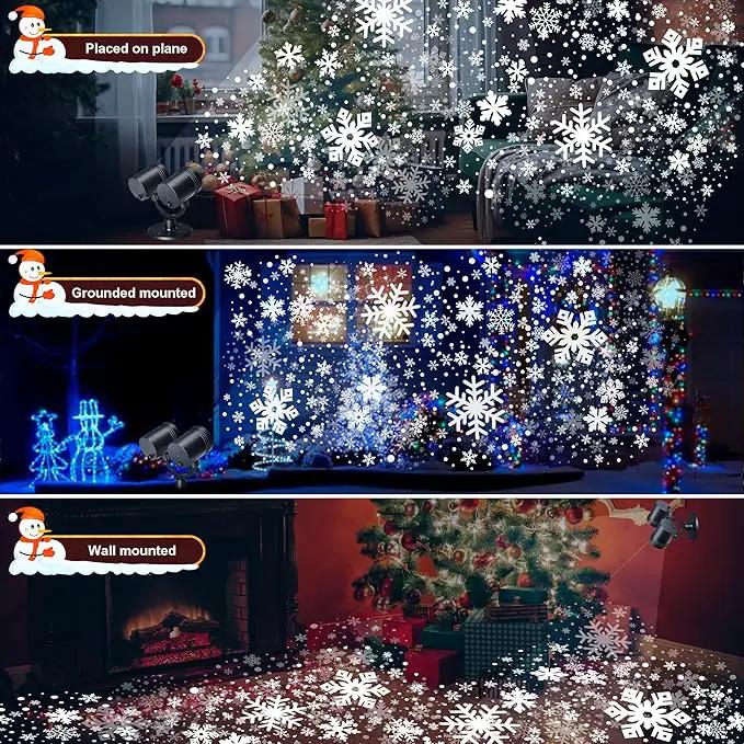 Snowflake Christmas Projector, LED Snow Lamp with Timer for Indoor/Outdoor Decor by GreenHaven Gardens