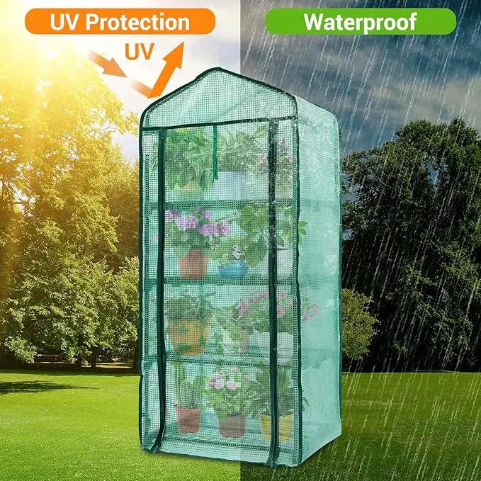 Ohuhu Mini Greenhouse for Indoor Outdoor, Small Plastic Plant Green House 4-Tier Rack Stand Portable Greenhouses with Durable PE Cover for Seedling, 2.5x1.6x5.2 FT, Ideal Gardening Gifts for Women Men by GreenHaven Gardens