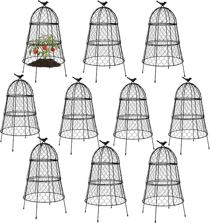 Pack of 10 Heavy-Duty Chicken Wire Plant Cloches – Rustproof Garden Protectors and Plant Cages for Vegetables and Flowers – Safeguard Plants from Deer and Critters – 20” x 12” by GreenHaven Gardens