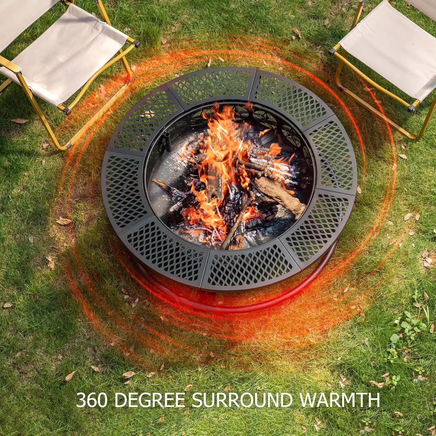 Fire Pit with Cooking Grill,Outdoor Wood Burning BBQ Firepit with Lid, 3-in-1 Outdoor Fire Pit for Backyard Deck Bonfire Patio Picnic by GreenHaven Gardens