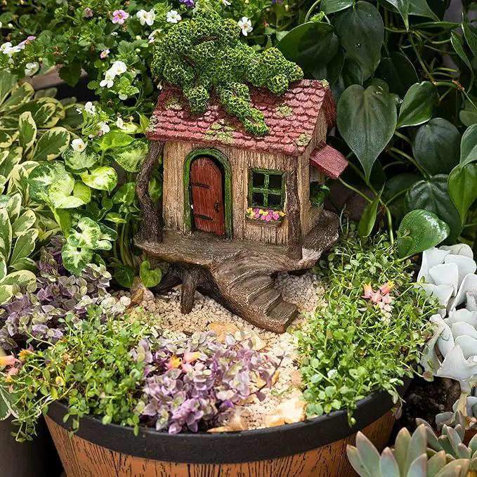 Fairy Garden House – Fairy House for Outside – 9” High with Door That Opens – Sturdy Fairy Garden Building – Lovely Miniature Garden Accessories Supplies by GreenHaven Gardens