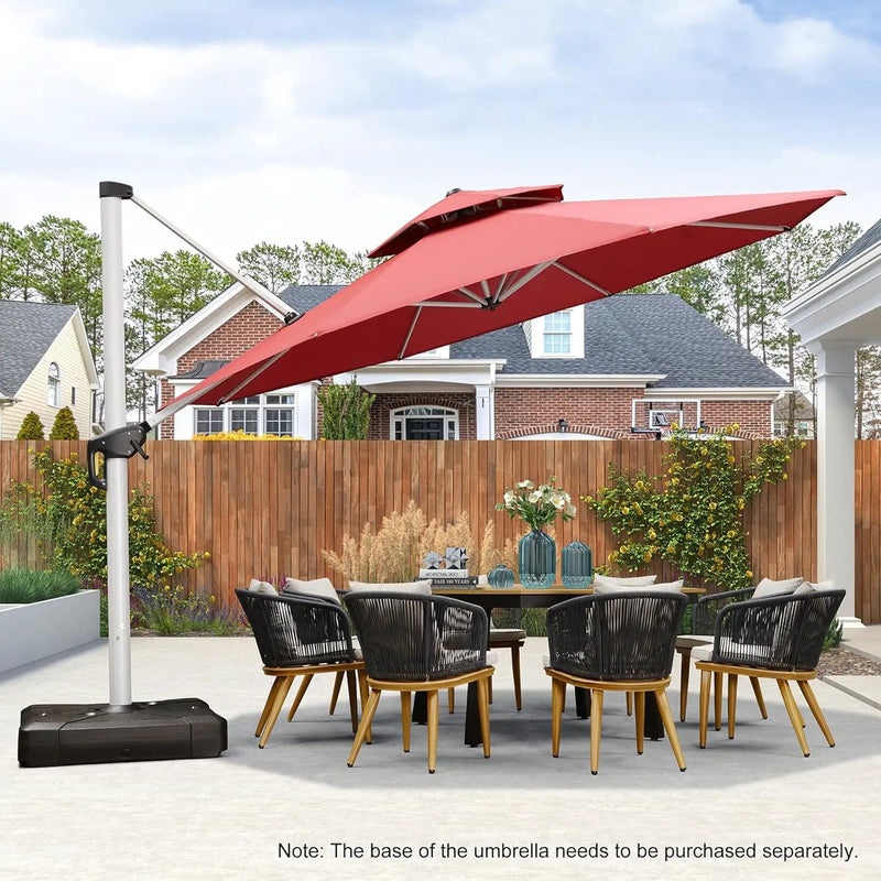 PURPLE LEAF Patio Umbrella 13 Feet Double Top Round Deluxe Offset Hanging Umbrella Outdoor Market Umbrella Garden Umbrella, Terra by GreenHaven Gardens