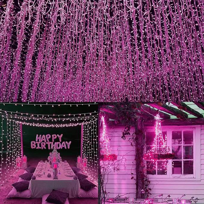 66Ft 200 LED Pink Fairy Lights Plug in, Waterproof String Lights Outdoor Indoor 8 Modes Bedroom Decor, Twinkle Light for Girl's Room Garden Party Mother's Day Valentines Decorations by GreenHaven Gardens