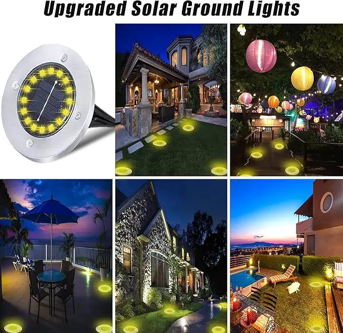 Solar Ground Lights-Waterproof Solar Lights Outdoor Garden- Solar Disk Lights-Upgraded 16LED Bright in-Ground Lights-Landscape Lights for Pathway, Yard, Lawn, Patio, Walkway (16 Pack Warm Light) by GreenHaven Gardens
