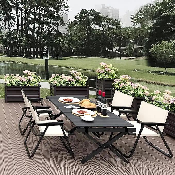 Aluminum Rectangular Outdoor Planter 39.36" Long Box Planter for Patio Porch Indoor Outdoor Weather-Resistant Large Planters with Drainage Hole for Flowers, Dark Brown, 19.68"D x 39.36"W x 19.68"H by GreenHaven Gardens