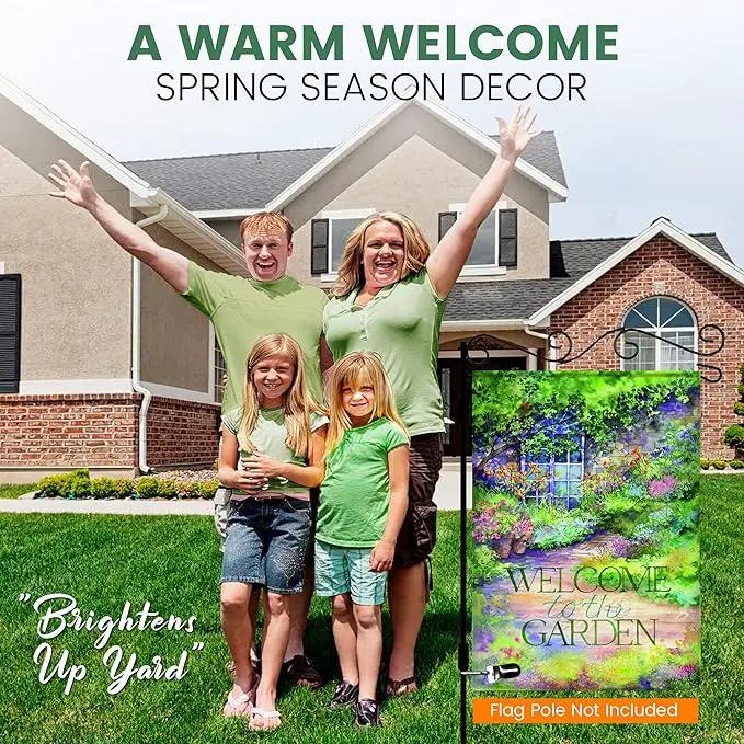 Spring Garden Flags 12.x18 Double Sided - Floral Garden Flag Printed in Premium Polyester - Seasonal House Welcome Banner for Outdoor, Yard, Lawn, Deck, and Patio - Suits Standard Flag Poles by GreenHaven Gardens