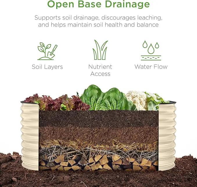 Best Choice Products 4x2x2ft Outdoor Metal Raised Garden Bed, Oval Deep Root Planter Box for Vegetables, Flowers, Herbs, and Succulents w/ 101 Gallon Capacity, Rubber Edge Guard - Beige by GreenHaven Gardens