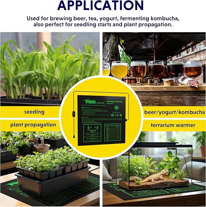 iPower 20" x 20.75" Seeding Heat Mat with Temperature Adjustable Knob and Digital Thermometer, Durable Warm Hydroponic Plant Germination Starting Pad by GreenHaven Gardens