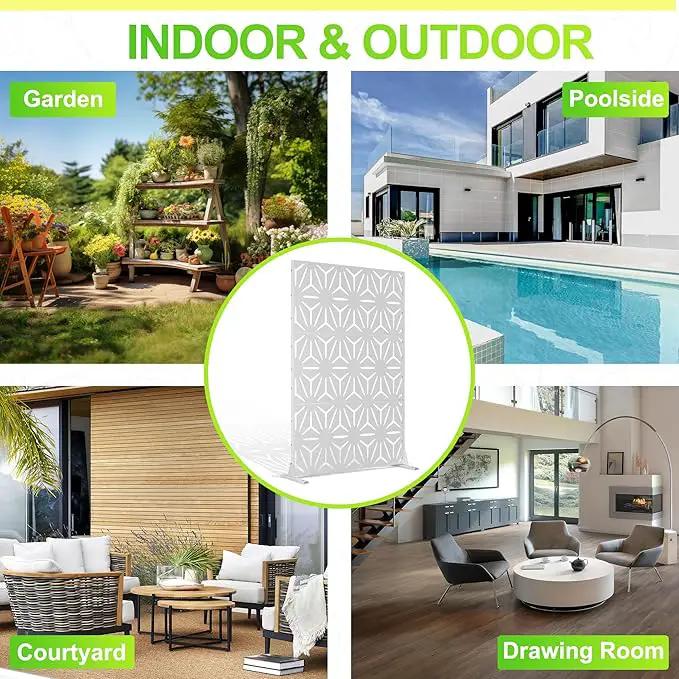 Outdoor Privacy Screen,72" H×47" W Metal Privacy Screen, Freestanding Privacy Fence Panels for Patio by GreenHaven Gardens