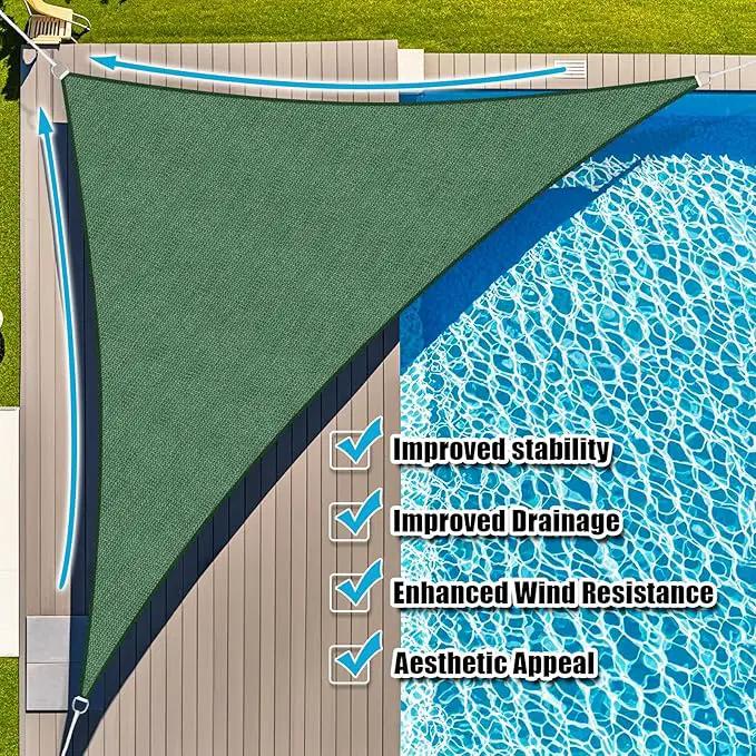 Amagenix Sun Shade Sail 12'X12'X17'Curved Edge Outdoor Shade Canopy Dark Green Breathable 95% UV Block Shade Cloth for Patio Garden Backyard (We Make Custom Size) by GreenHaven Gardens