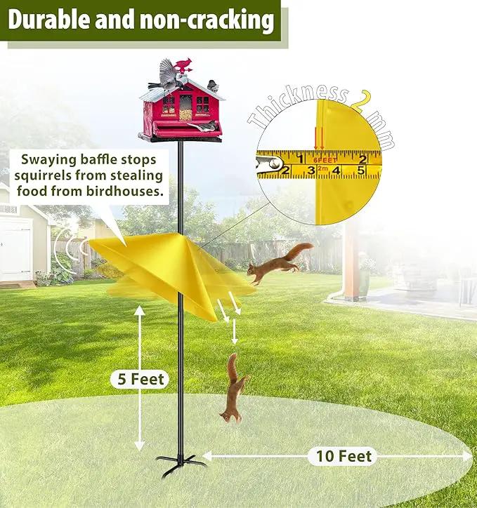 Squirrel Baffle for Bird Feeder Pole, 19-Inch Outdoor Bird Feeder Guard, Squirrel-Proof Birdhouse Baffles, Shepherd's Hook for Outside(Yellow) by GreenHaven Gardens