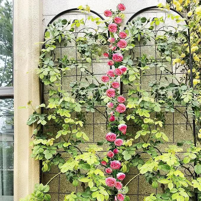 2 Pack Metal Garden Trellis 86.7" H Garden Fence Rustproof Trellis for Climbing Plants Support Roses Flower Outdoor Lawn Black by GreenHaven Gardens
