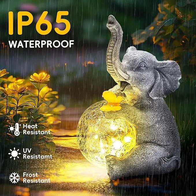 GIGALUMI Solar Garden Outdoor Statues for Women, Mom, Grandma. Glass Globe Elephant Figurine Housewarming and Birthday Gifts Elephant Statue Decor for Backyard, Patio, Balcony, Lawn, Pond by GreenHaven Gardens