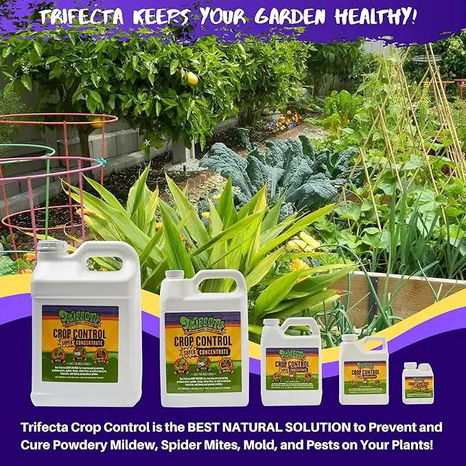 Trifecta Crop Control Super Concentrate All-in-One Natural Pesticide, Fungicide, Miticide, Insecticide, Help Defeat Spider Mites, Powdery Mildew, Botrytis, Mold and More on Plants 32 OZ by GreenHaven Gardens