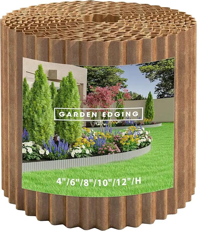 Metal Garden Edging Border, Corrugated Steel Landscaping, DIY for Lawn (Rusty, 6 Inch x 20FT) by GreenHaven Gardens
