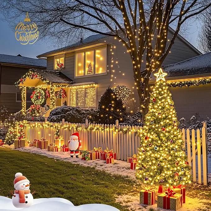 JMEXSUSS 2 Pack Solar String Lights Outdoor Waterproof - Total 400 LED 151FT Solar Lights Outdoor, 8 Modes Warm White Christmas Light for Outside Patio Yard Tree Garden Christmas Decorations by GreenHaven Gardens