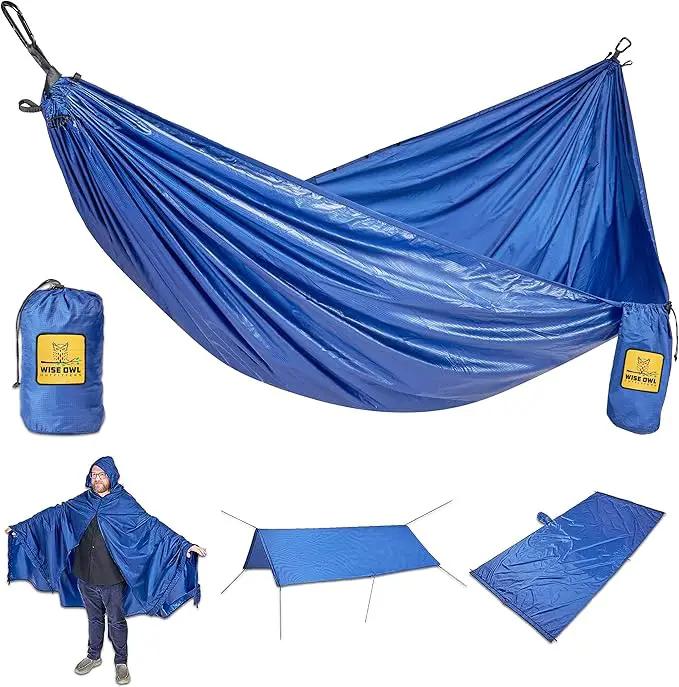 Wise Owl Outfitters Camping Hammock – 500lbs Portable Hammock with Tree Straps - Travel, Backpacking, Hiking, Outdoors Camping Gear - Single or Double by GreenHaven Gardens