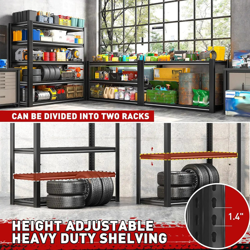 REIBII Garage Shelving 3000LBS, Heavy Duty Storage Shelves, Adjustable Industrial Metal Shelving Unit for Garage, Basement, Pantry, Warehouse,Commercial, 36" W x 16" D x 72" H, 2 Pack by GreenHaven Gardens