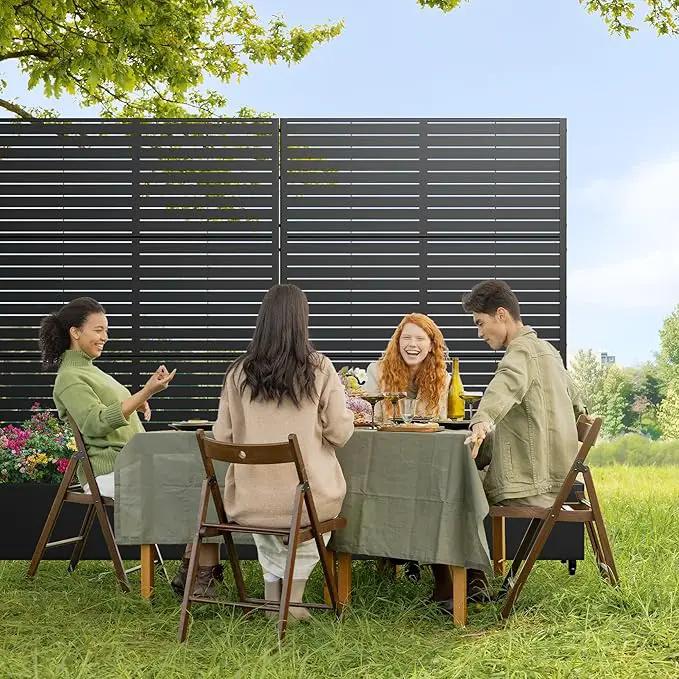 Casaphoria Metal Raised Garden Bed with Trellis and Wheels, 72"x47"x16" Planter Box for Climbing Plants, Vegetables & Vines, Features Drainage Holes and Privacy Screen (Black-Louvered) by GreenHaven Gardens