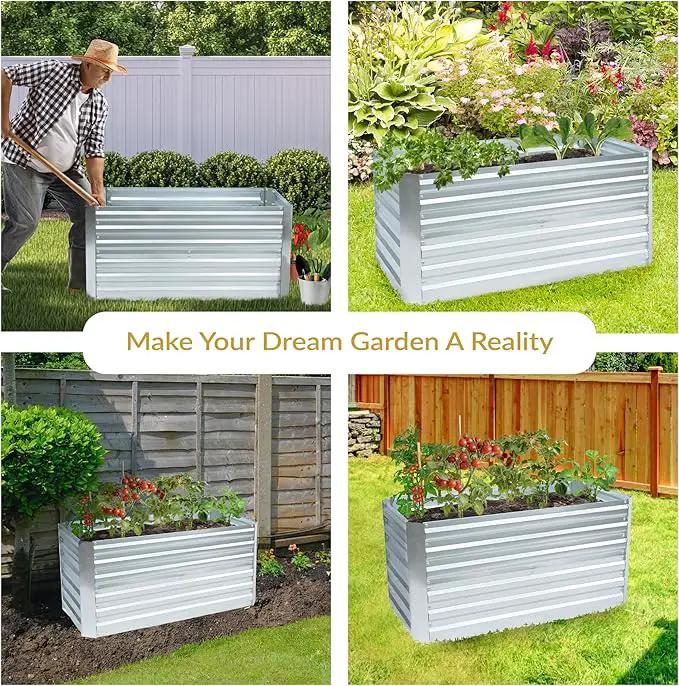 Sunnydaze Galvanized Raised Garden Bed - Metal Raised Bed for Gardening - Outdoor Planter Box for Flowers, Plants, and Vegetables - Silver - 47" W x 23" D x 24" H Rectangle by GreenHaven Gardens