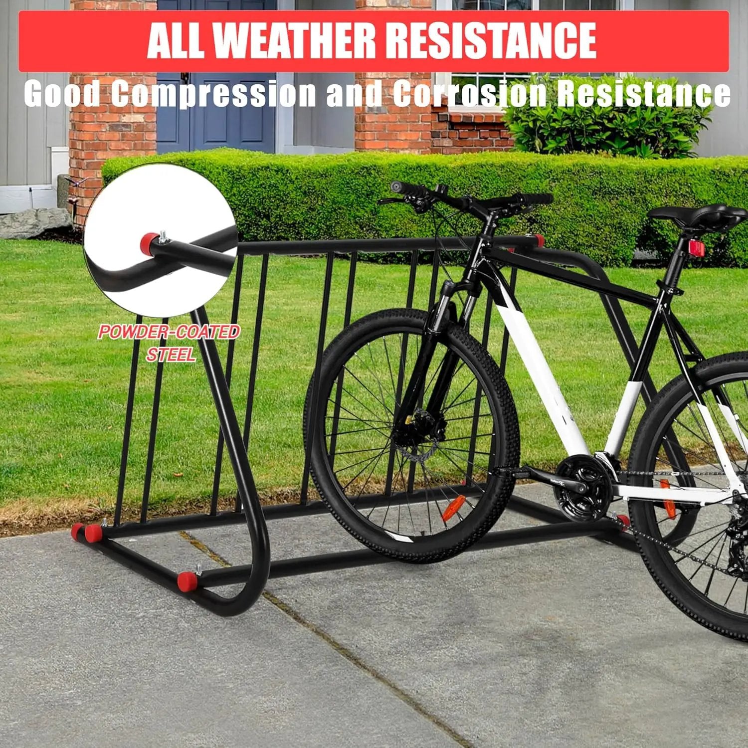 5 Holders Commercial Grid Bike Racks, 60" Length Outdoor Bike Rack, Powder Coated Steel Floor Bike Rack for Garages, Stores, Schools & Universities by GreenHaven Gardens